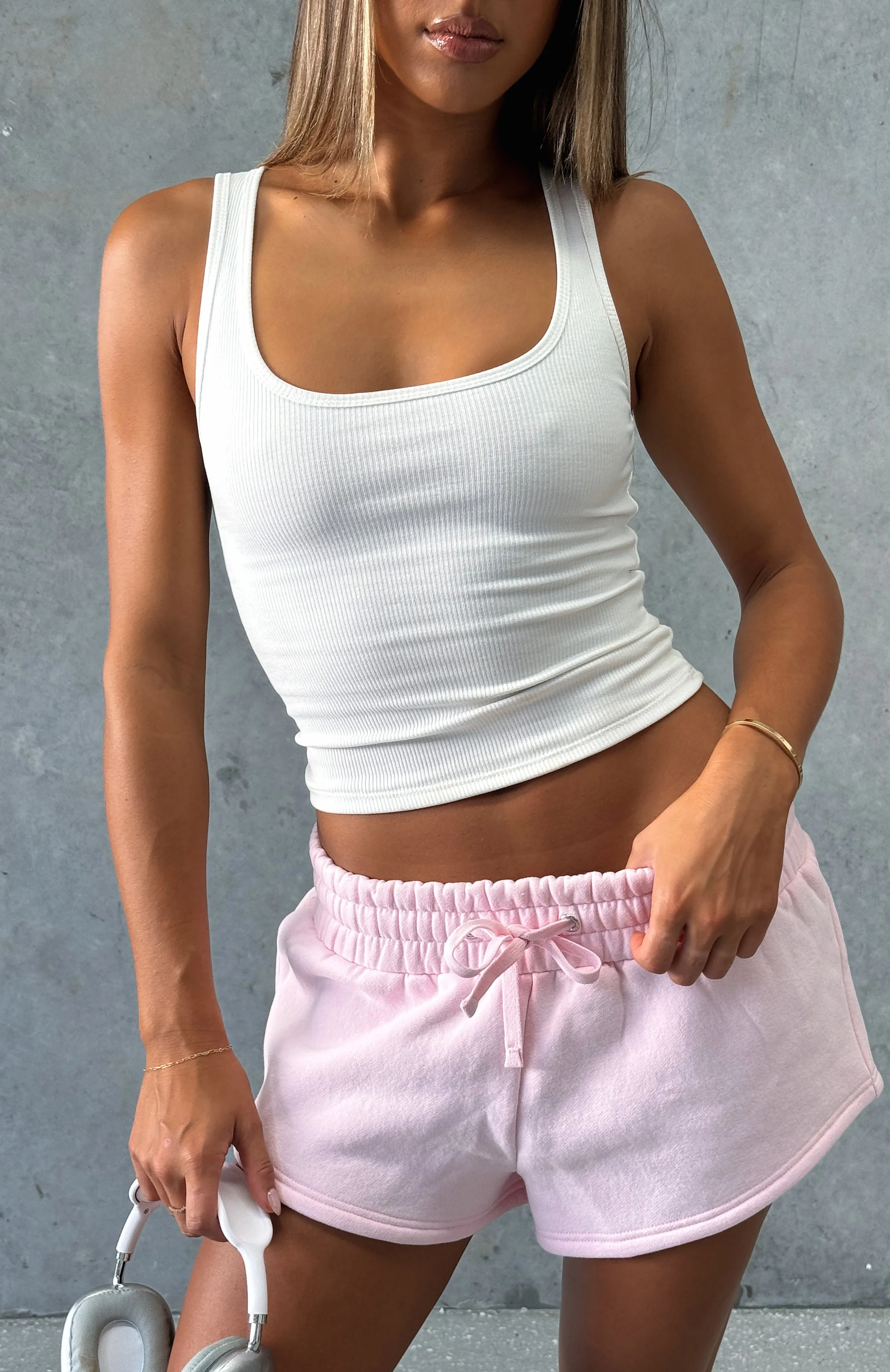 You Left Me Shorts Baby Pink Relaxed fit style Temperature Regulating Tech