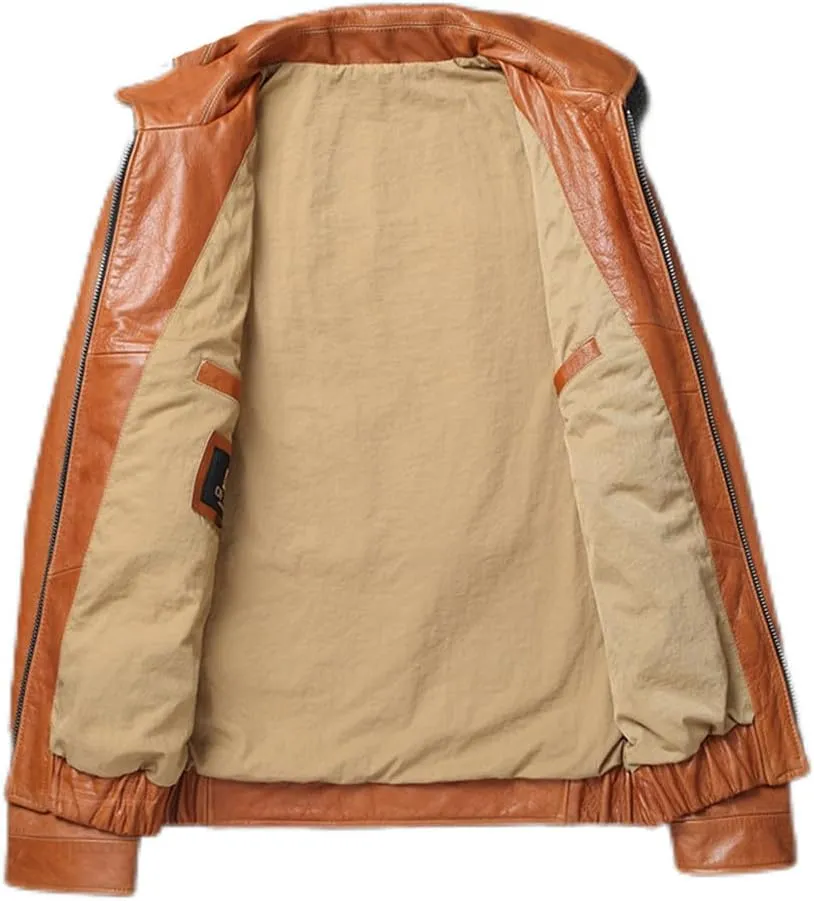 Youllyuu Men Cowhide Leather Motorcycle Biker Jackets Multi Pockets Zipper Genuine Leather Bomber Overcoats