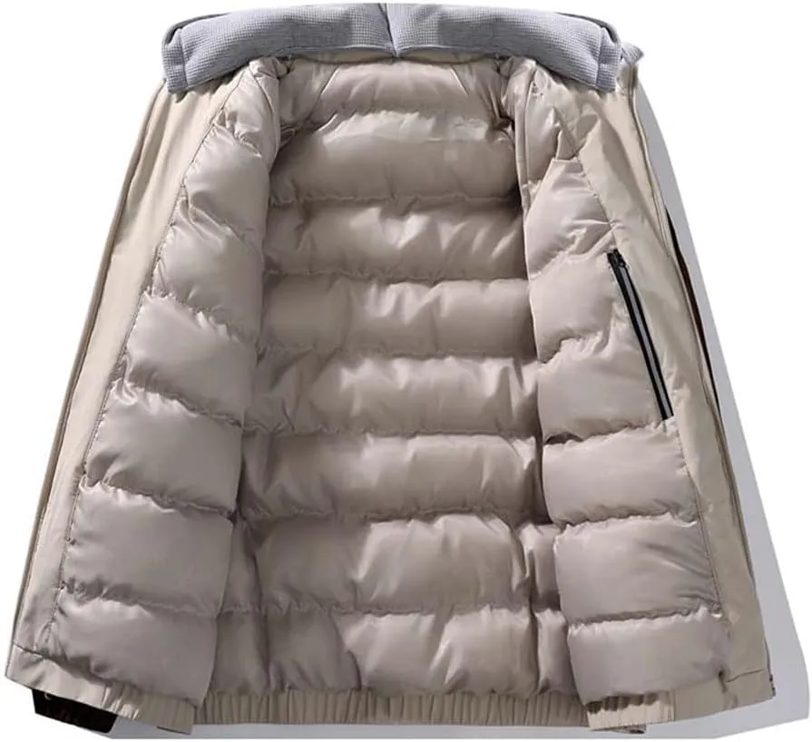 Youllyuu Men's Parka Winter Thick Jacket Hooded Overcoats Harajuku Parkas Solid Windbreaker Coats