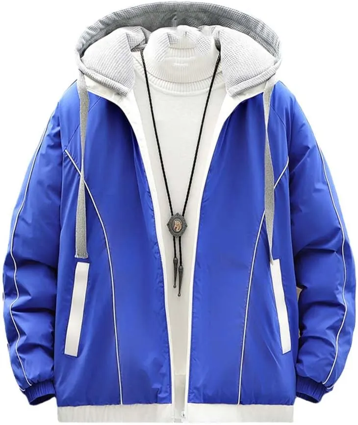 Youllyuu Men's Parka Winter Thick Jacket Hooded Overcoats Harajuku Parkas Solid Windbreaker Coats