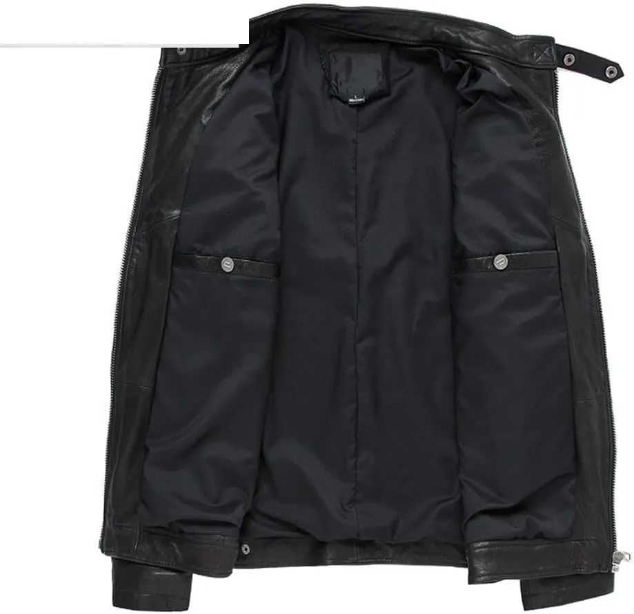 Youllyuu Natural Leather Overcoats Men Winter Slim Jacket 100% Suede Leather Motorcycle Biker Jacket