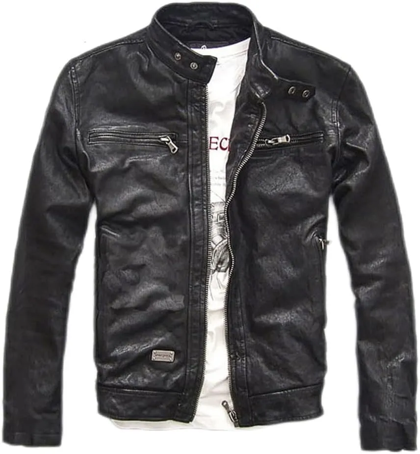 Youllyuu Natural Leather Overcoats Men Winter Slim Jacket 100% Suede Leather Motorcycle Biker Jacket