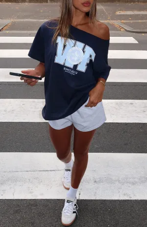 Your Favourite View Off Shoulder Oversized Tee Navy NonScratchSurface