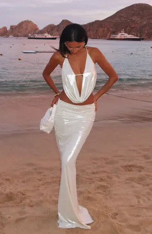 Matte Finish You're So Heartless Maxi Skirt Pearl