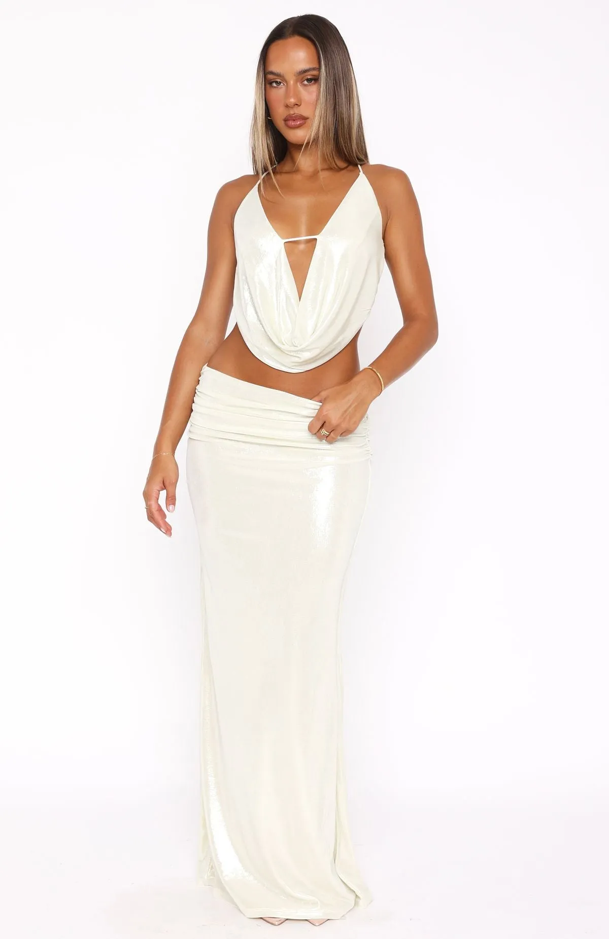 Comfy Style Chic Fit You're So Heartless Maxi Skirt Pearl