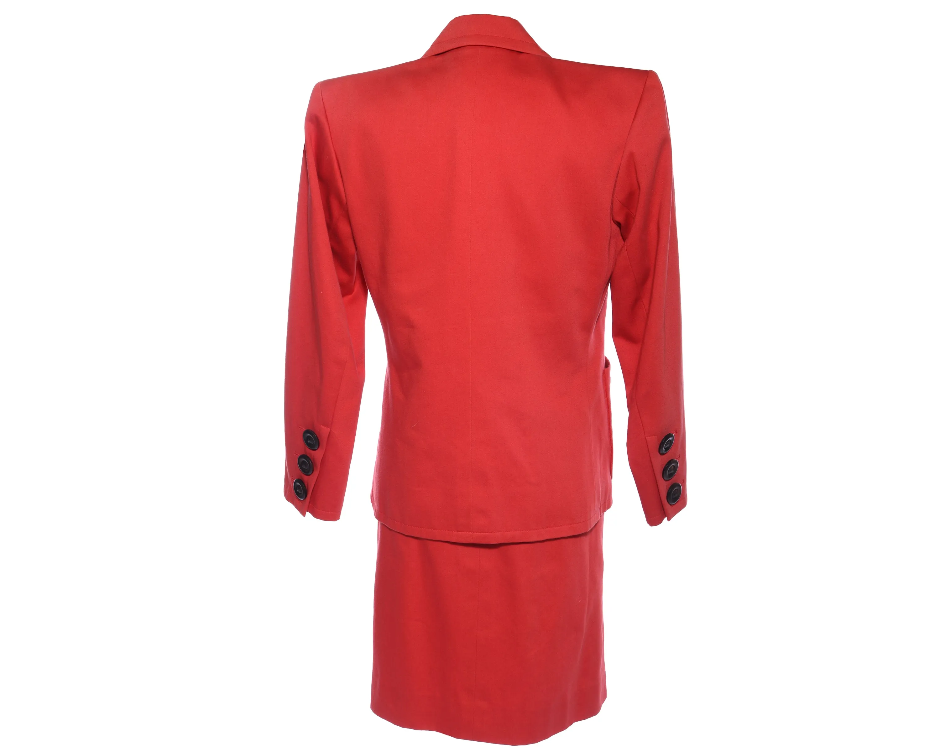 YVES SAINT LAURENT Vtg 2pc Ysl Power Shoulder Blazer Skirt Suit Set S M