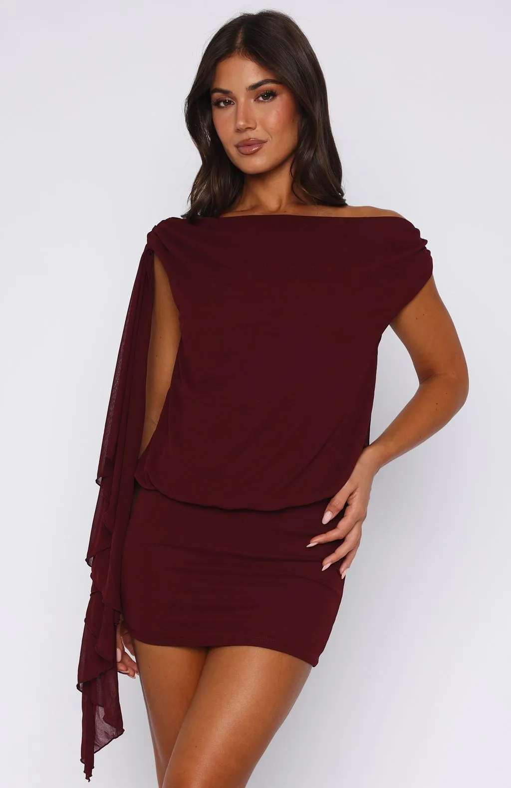 Sicilian Dreams Mini Dress Wine Mesh Lining
