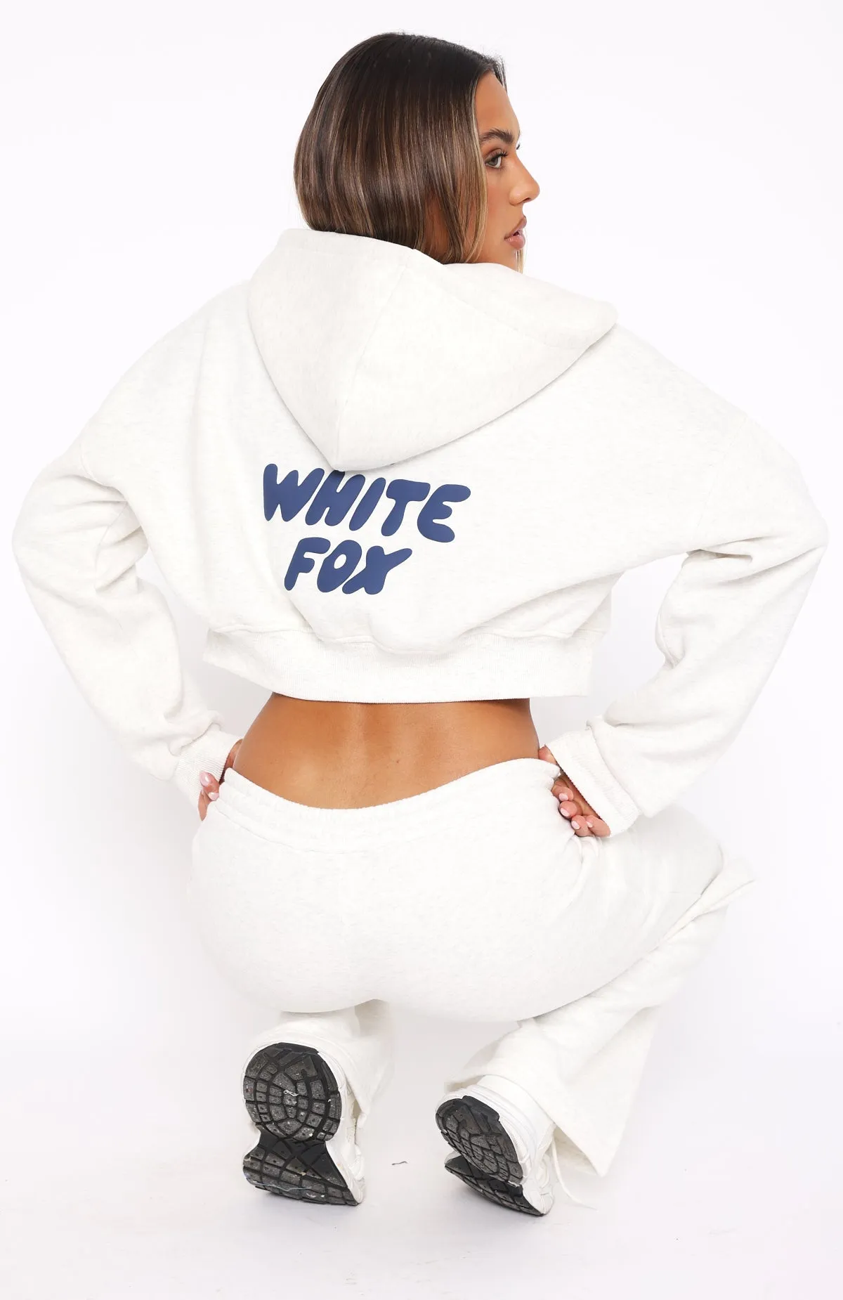 LowProfile Stitching Thermal Regulation Layer Offstage Cropped Zip Hoodie Mineral Grey