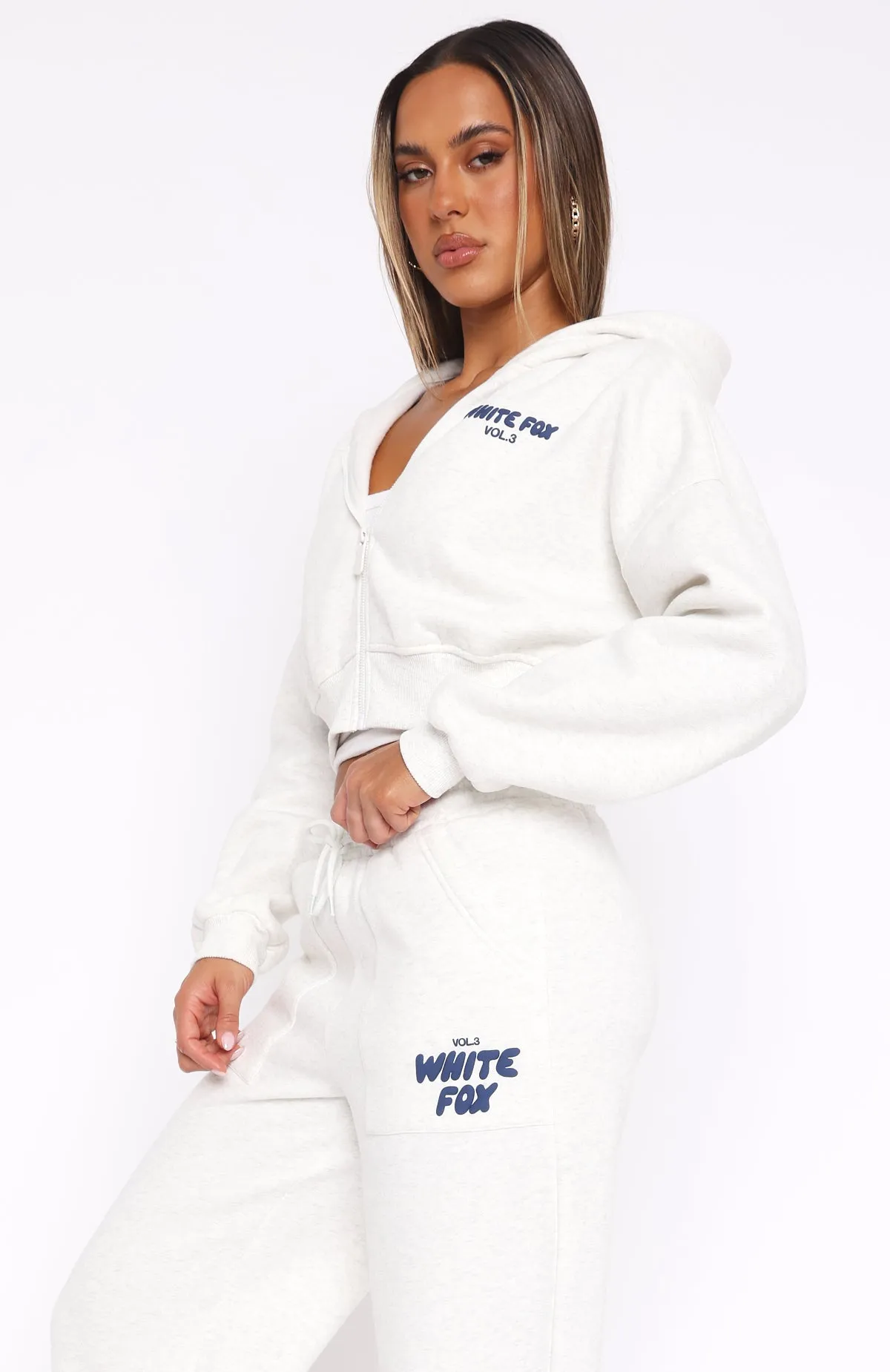 Offstage Cropped Zip Hoodie Mineral Grey Understated Charm Homewear Style