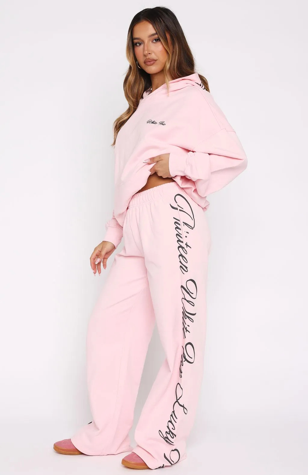 Versatile Layered Warm Fabric Lucky Thirteen Shaya Wide Leg Sweatpants Soft Pink