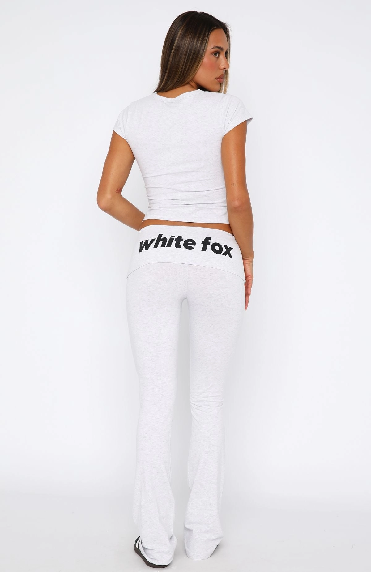 FrictionResistant Sleeves From The Archives Gigi Fold Over Flare Pants Grey Marle