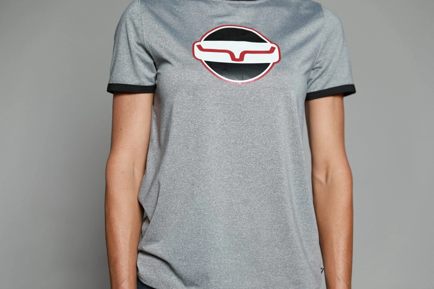 Anniversary Special Kimes Ranch Womens Union Made Ringer Tee Grey Polyester S/S T-Shirt