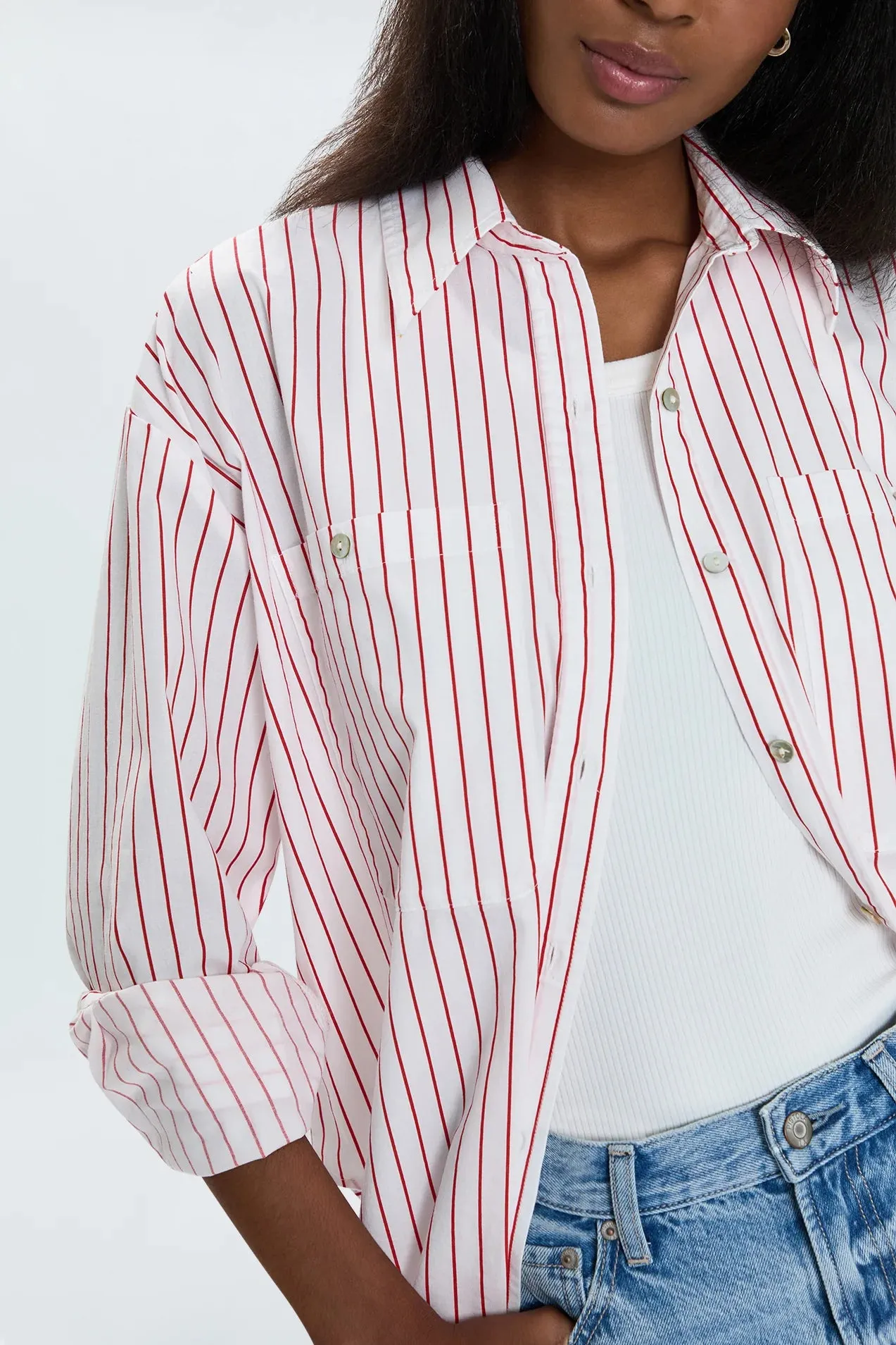 Antimicrobial Finish Samantha Oversized Button Up Shirt