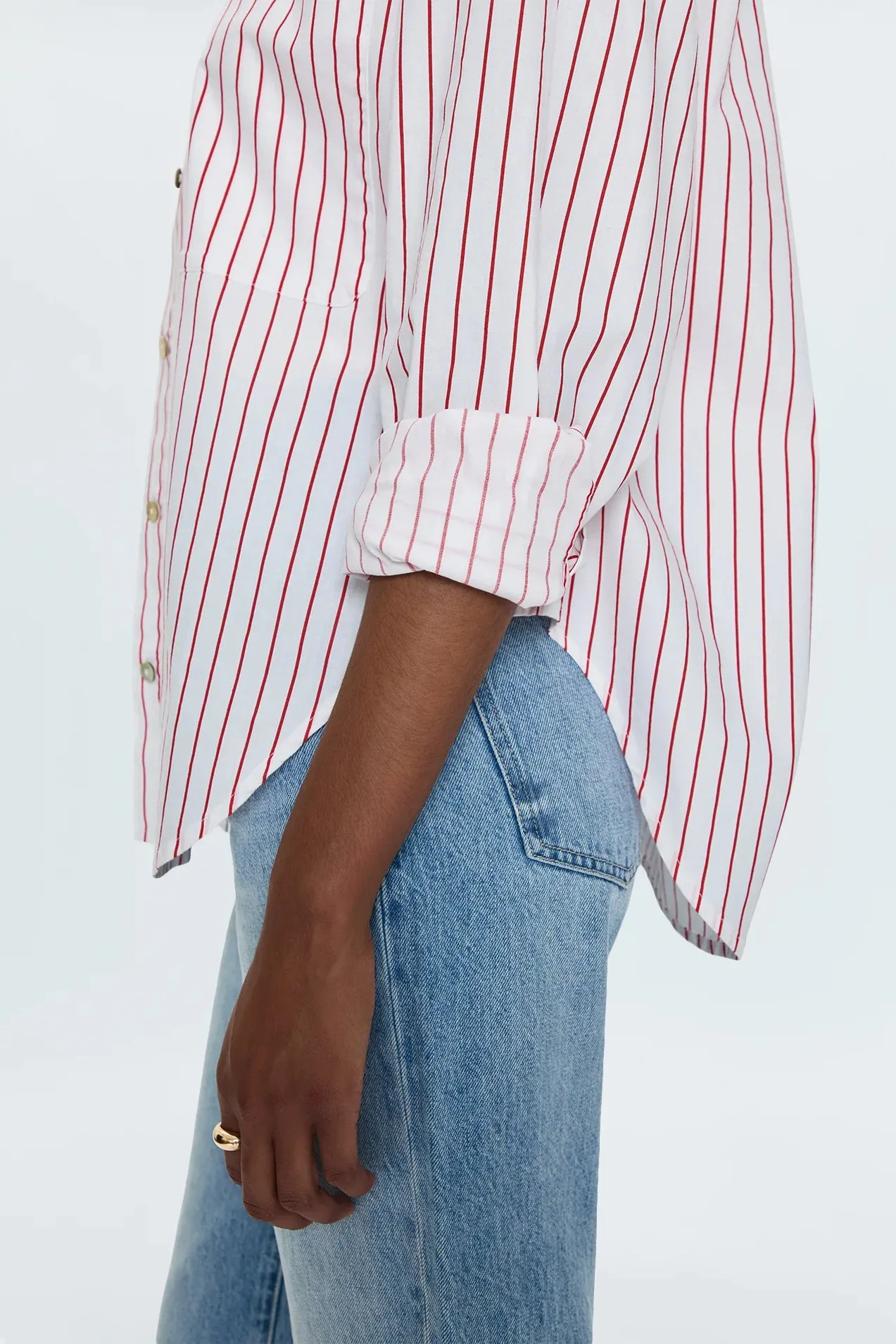 Samantha Oversized Button Up Shirt Compact Stitching TactileWeave