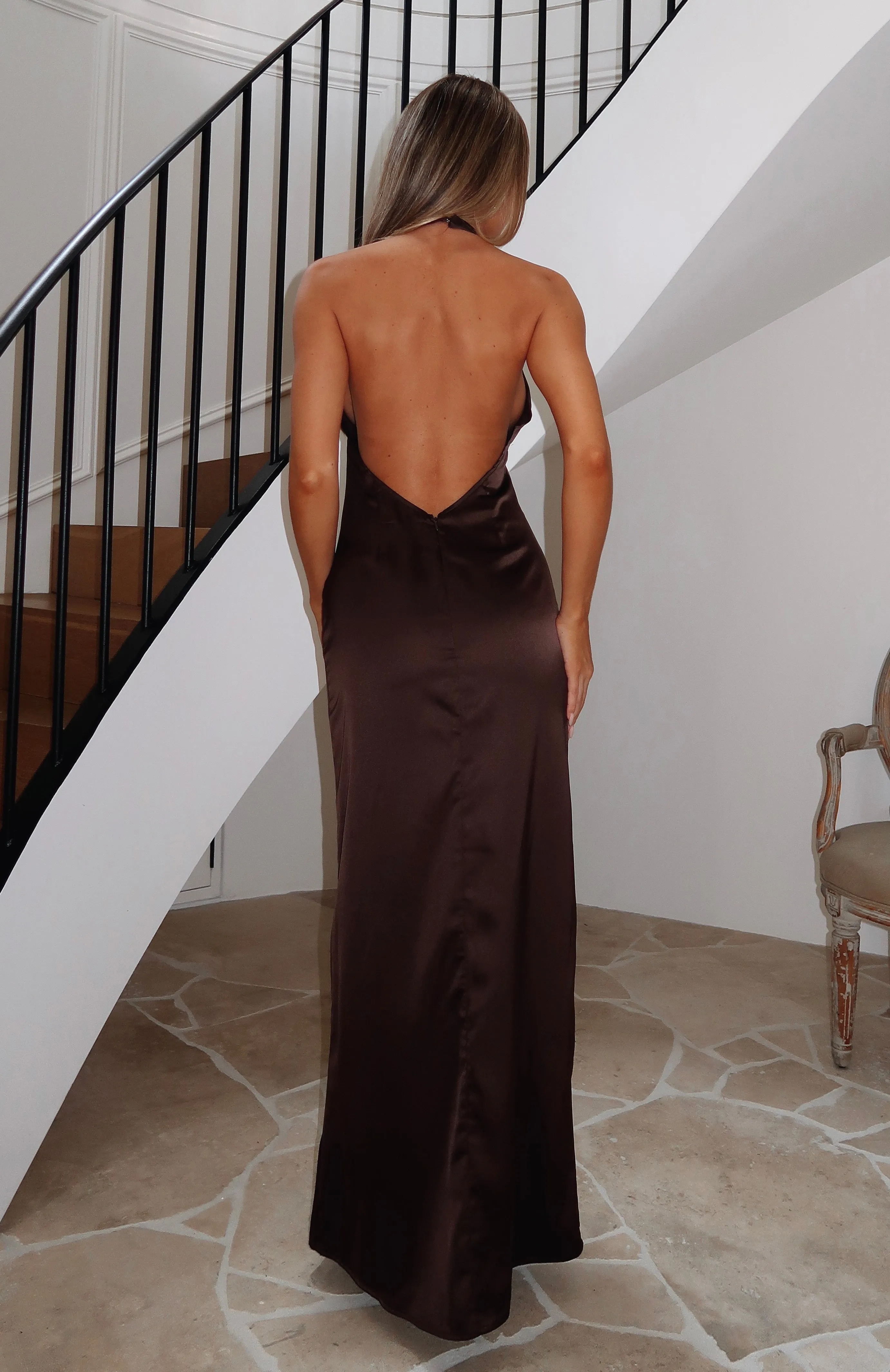 Stay With Me Maxi Dress Chocolate BondedHemline