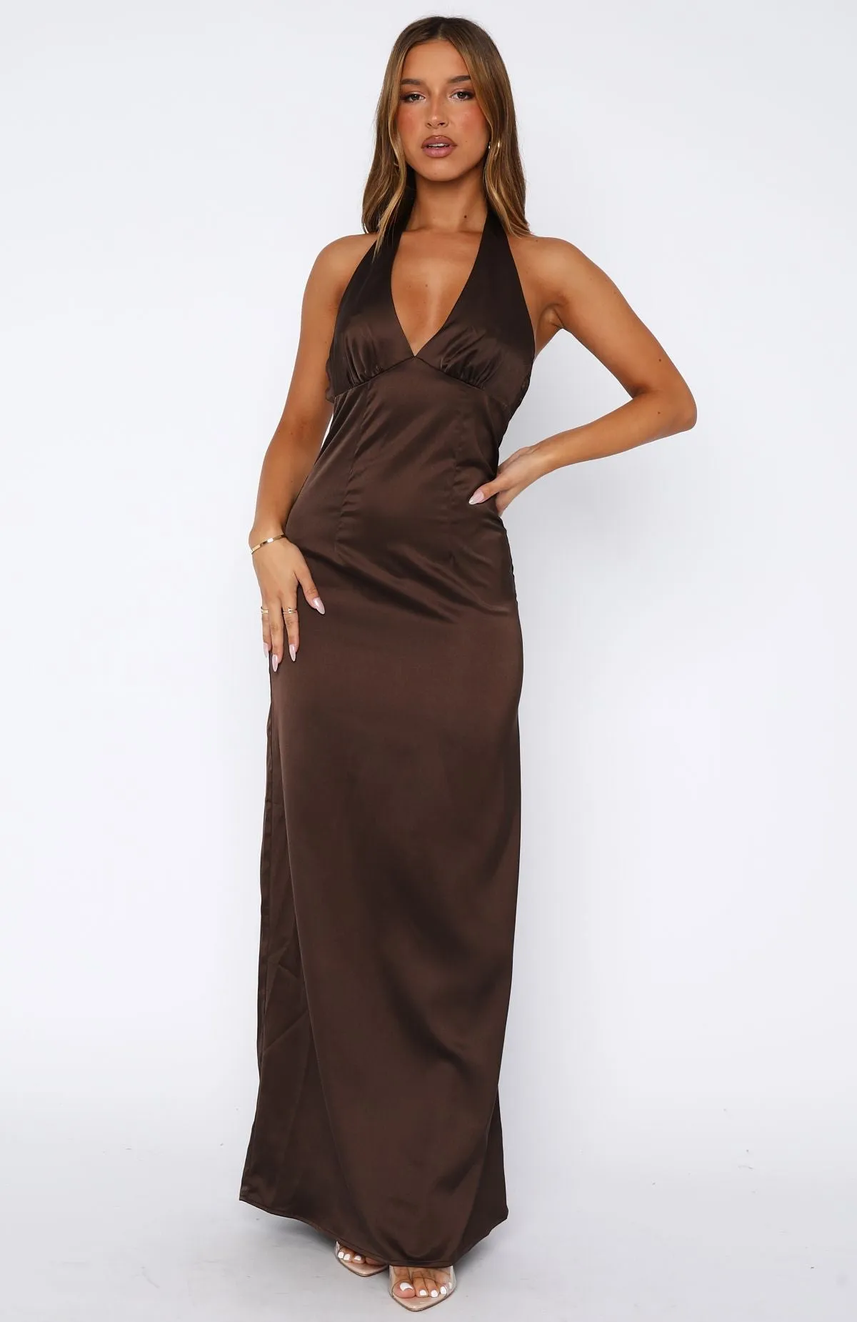 Stay With Me Maxi Dress Chocolate BrushedInnerSurface